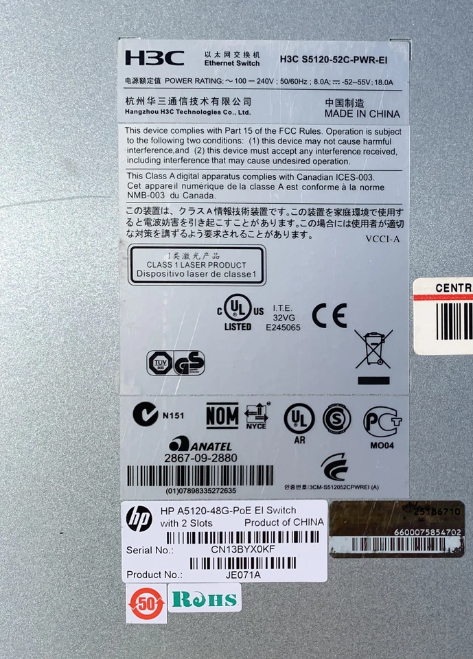 H3C S5120-52P-SI 48-Port Gigabit Managed Switch with 4 SFP Ports - Layer 2 - Image 3 of 4