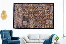 Wall Décor Tapestry Vintage Embroidered Ethnic  Fine Zari Hand work Wall Hanging