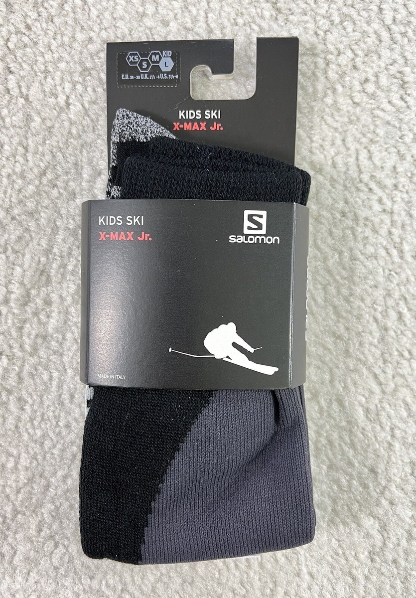 Salomon Snow Ski X-Max Jr Socks Wool Blend Cushion Kids Large Size