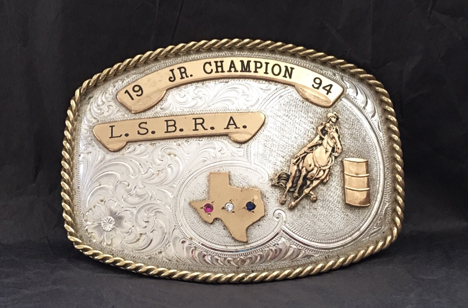 1994 LSBRA Lone Star Barrel Racing Champion GIST Sterling OL TEXAS Trophy Buckle