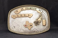 1994 LSBRA Lone Star Barrel Racing Champion GIST Sterling OL TEXAS Trophy Buckle