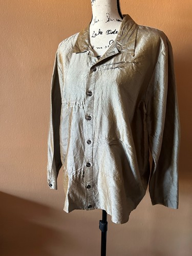 Flax Bronze 100% Silk Button Down Blouse Shirt Top Size Small - Picture 3 of 5