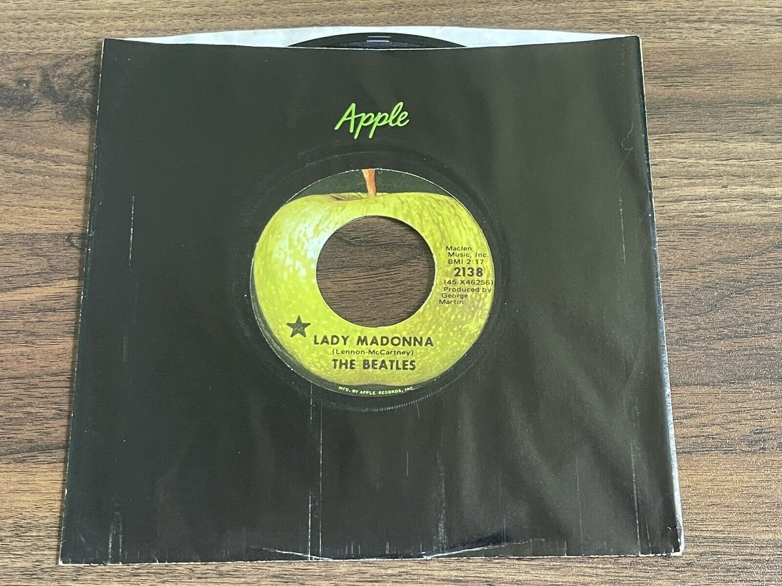 The Beatles Apple 45 Record LADY MADONNA 1971 LA black Star