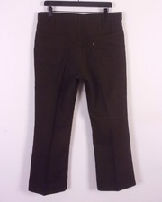 vintage 70s Levis Brown Polyester Flares Pants TALON 42 Bell Bottom Mod 35 X 27