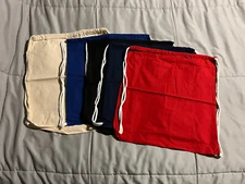 Lot Of (5) String Backpack Drawstring Cinch Sack Gym Bag School By Q-Tees