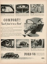 1939 Ford Motor Company V-8 Auto Car Quiet Comfortable Family Vintage Print Ad