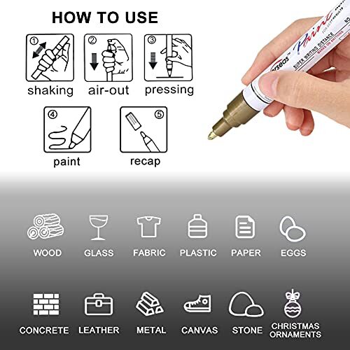 Permanent Paint Pens Red Markers - 2 Pack Single color Oil Based Paint Marker...