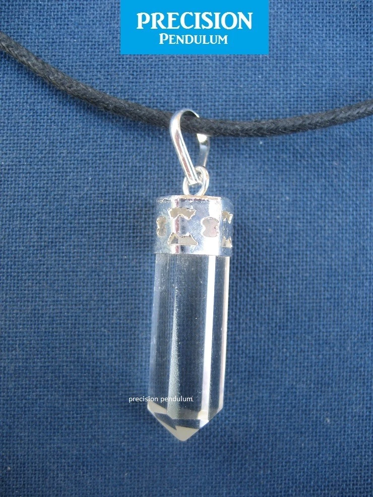 Clear Crystal Quartz Point Pendant with Cord and Silver Binding Necklace Healing