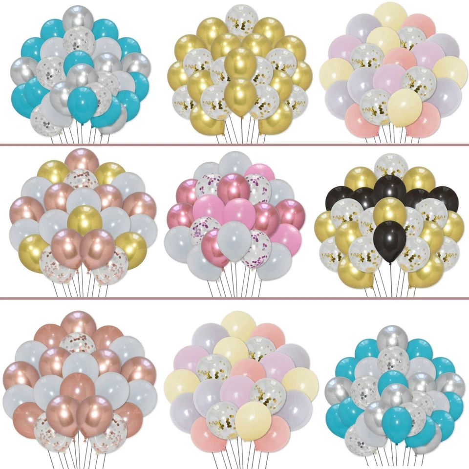10-100 Globos Cromo/Confeti Aire/Helio Boda Cumpleaños Fiesta Globo Reino Unido Foto 2 de 3