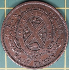 1842 Province of Canada half penny token PC-1A2