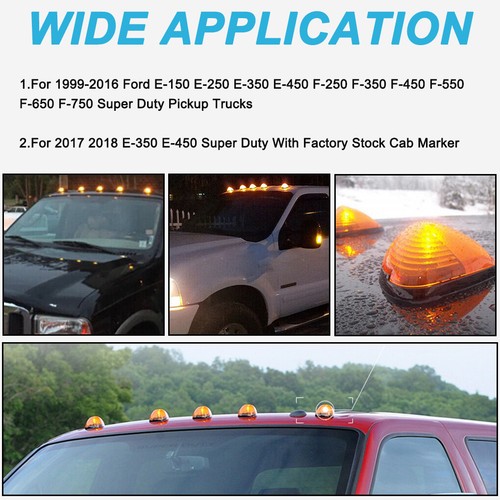 5X Amber LED Cab Roof Marker Lights Set for Ford F250 F350 F450 Super Duty 99-16 - Picture 7 of 189