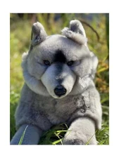 Auswella Plush Grey Wolf Floppy Pose