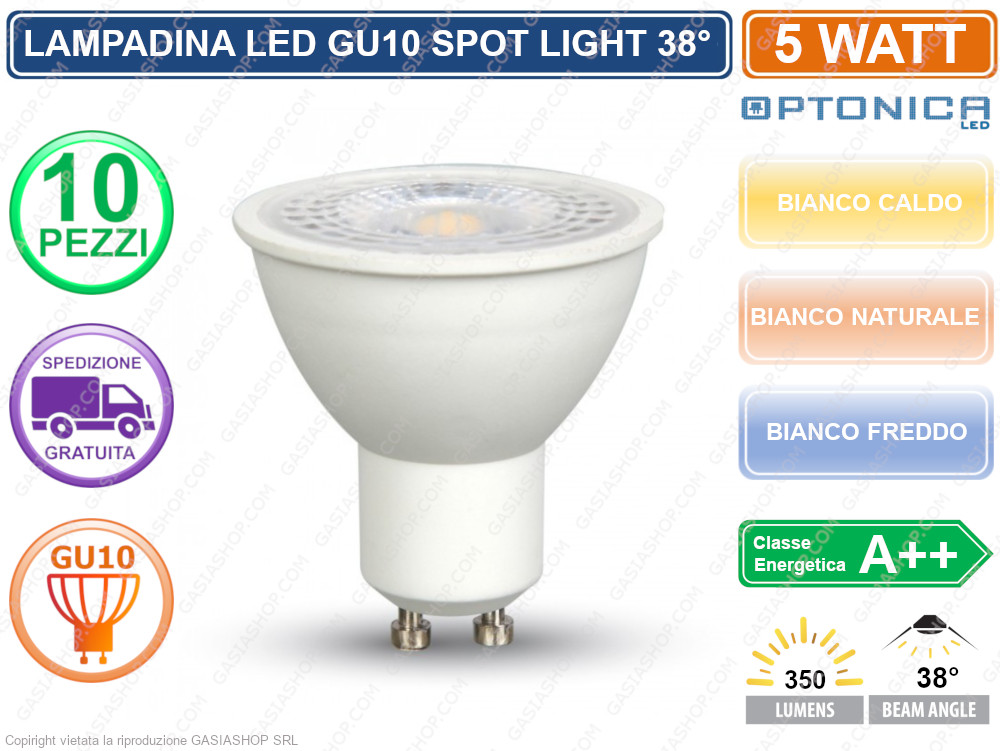 Faretto LED GU10 4W Equivalenti a 35W - Bianco Naturale 4500K