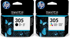 SET OF 2 , 1 X HP 305 BLACK  & 1 X COLOUR  INK CARTRIDGE ORIGINAL DeskJet 4220e