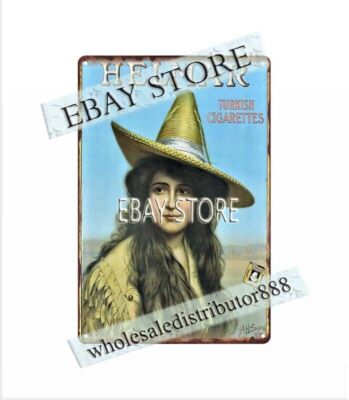 room plaque Helmar Tobacco Mexican cowgirl turkish cigarettes metal tin  sign