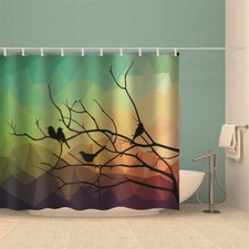 Gray Clear Branches 3D Shower Curtain Waterproof Fabric Bathroom Decoration