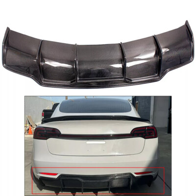Real Carbon Fiber Rear Lip Bumper Diffuser For 19-23 Tesla Model 3