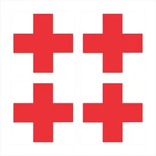 4 - RED MEDICAL CROSS ON WHITE BACKGROUND Window Bumper Helmet Sticker HS-996