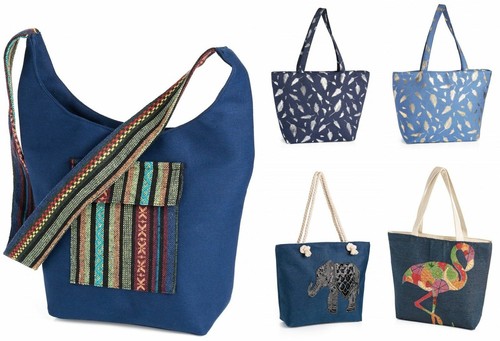 Ladies Nautico Spiaggia Borsa a Tracolla in Tela Vacanza Estiva Tote Shopper  Cerniera Oro | eBay