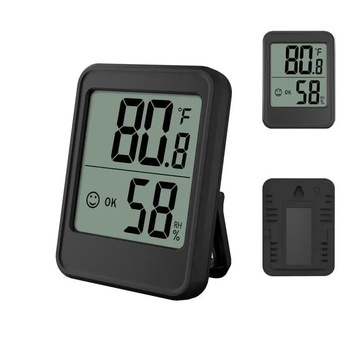 Hygromètre thermomètre intérieur noir pour le contrôle de l'air dans la chambre