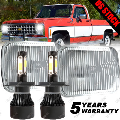 Pair 7x6'' 5x7 LED Headlights Hi/Lo DRL Lamp For Chevrolet C10 C20 C30 1981-1986