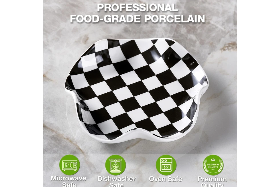 Reposacuchara de cerámica: patrón blanco y negro, soporte para utensilios de cocina de 5,3 pulgadas Foto 4 de 4