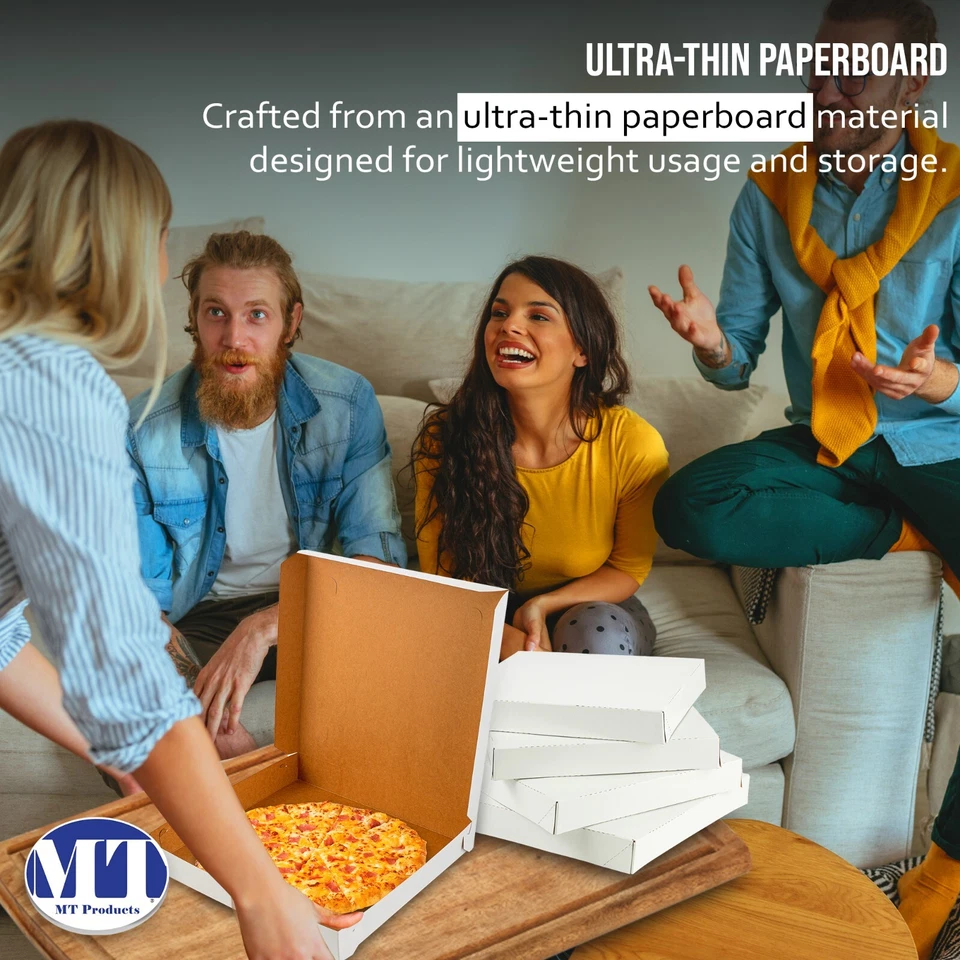 MT Products Extra Thin White Pizza Boxes 12" x 12" x 1.9" - Pack of 204 - Image 3 of 4
