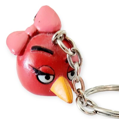 Angry Birds Ruby Pink Bow Keychain PVC 3D Rovio Female Bird Keyring 