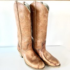 Dingo Cowgirl Boots Womans Size 6 M Made In USA Tall Brown Western Style 7607