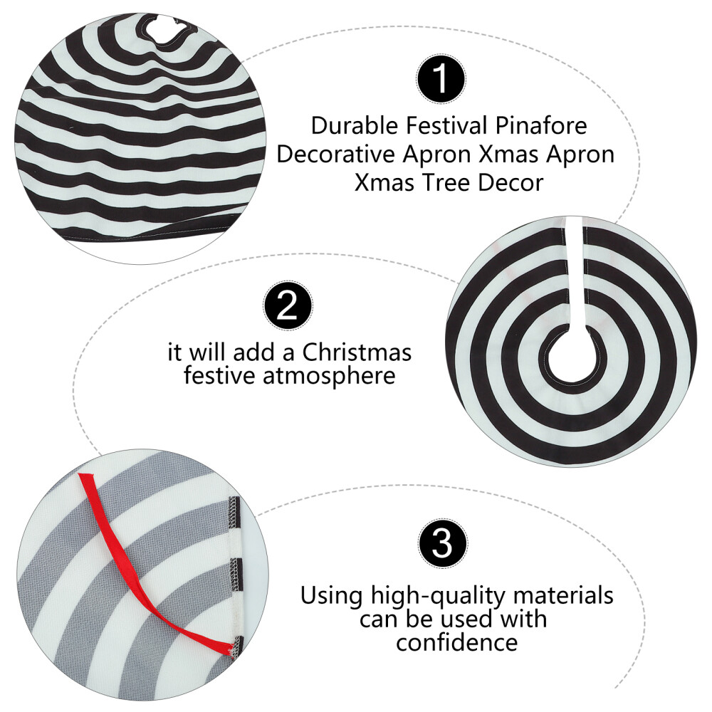 Black and White Striped Tree Skirt Brushed Cloth Christmas Plush Floor