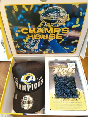 2022 LA Rams Season Ticket Holder Gift Box - Super Bowl Hat, Game-Used Sofi Turf