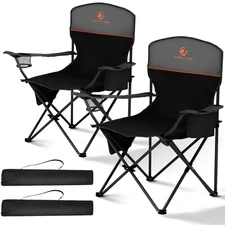2 Piece Camping Chair Heavy Duty Folding Chair Oversized Lightweight Portable