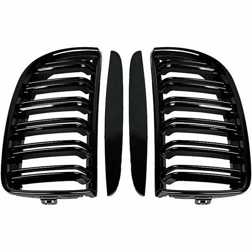 Rejilla delantera para BMW E90 E91 2005-2008 325i 328i negro brillante doble listón Foto 4 de 4