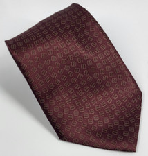 DKNY Silk Tie Burgundy Red Gold Geometric Men Necktie USA 56 x 3.75