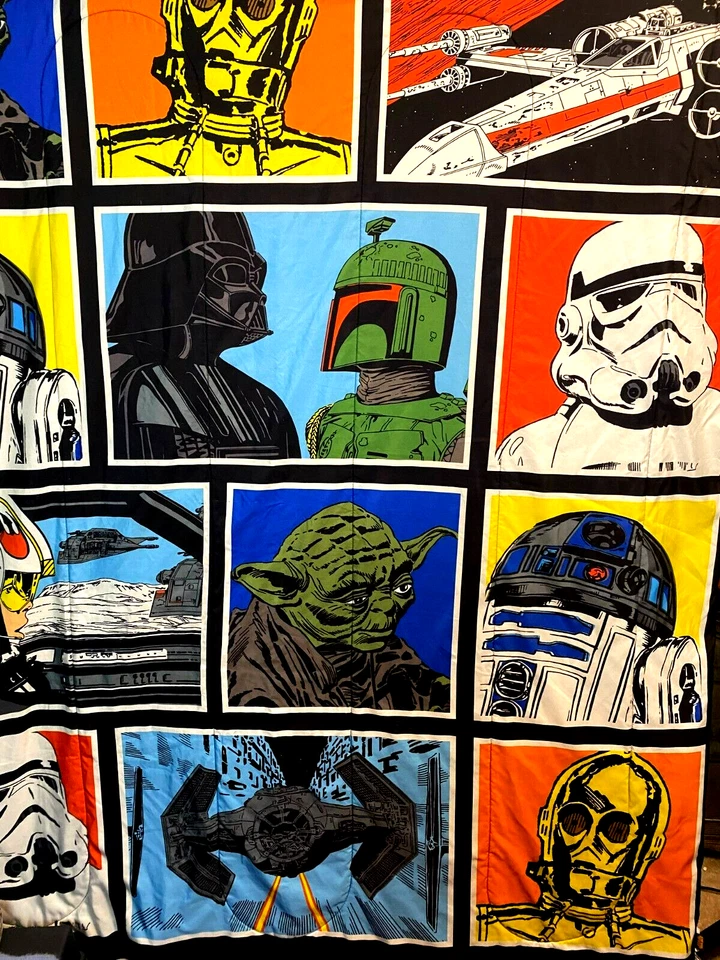 Vintage 80's Star Wars Comforter Colorblock Characters Reversable - Image 3 of 4