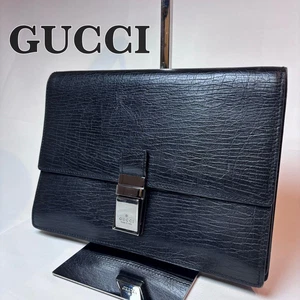 Gucci Second Sac Pochette Logo Cuir Noir