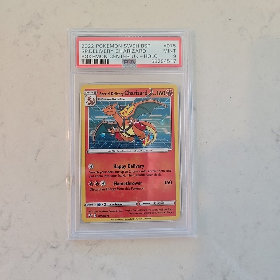 2022 POKEMON SWSH POKEMON CENTER UK #075 SPECIAL DELIVERY CHARIZARD-HOLO PSA 9