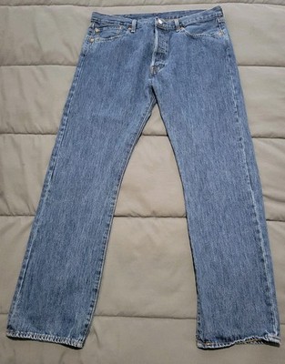 Levis Straus 501 Premium Big E Jeans Herren W38 L32 blau wasserlos Button Fly 