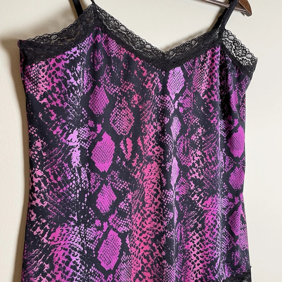 Fashion Bug Lace Cami Tank Top Women’s Size XL Snakeskin Pink Purple Goth Y2K - Image 2 of 4