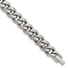 Titanium Polished 10.00mm Curb Chain Bracelet 9" for Men's