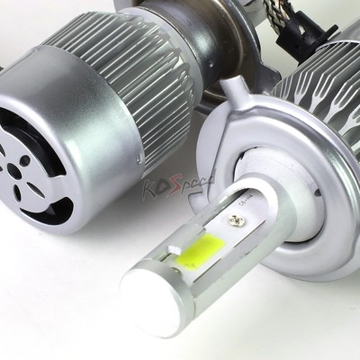 2x 6000K H13 White LED High/Low Beam Conversion/Replacement Headlight Bulbs+Fan