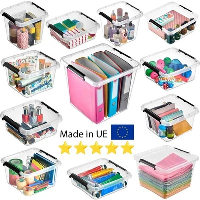 Boîte de rangement avec couvercle clips organisateur pour bureau cuisine... - Photo 1/2