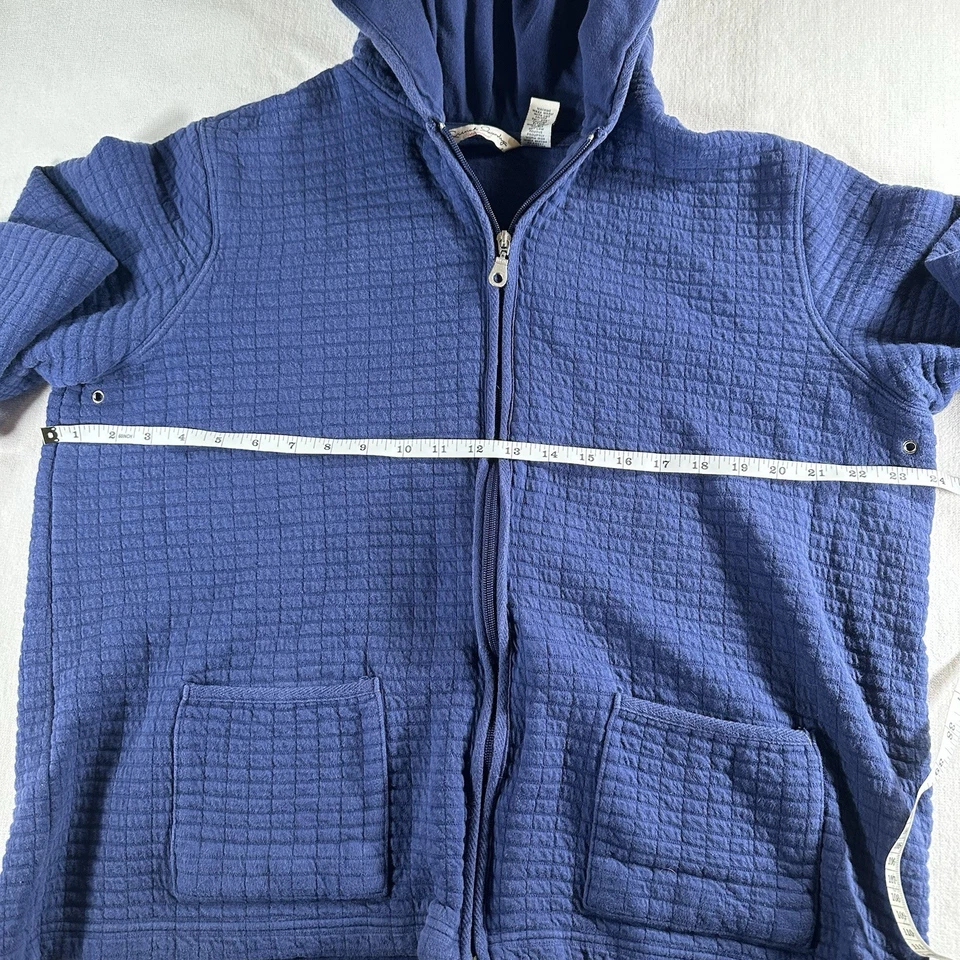 Sudadera con capucha deportiva para mujer French Laundry azul gofre bolsillos con cremallera talla 1X Foto 4 de 4