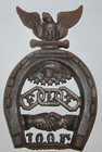 Vintage Odd Fellows Cast Iron Eagle & Horse Shoe Good Luck Wall Hanger — photo 1