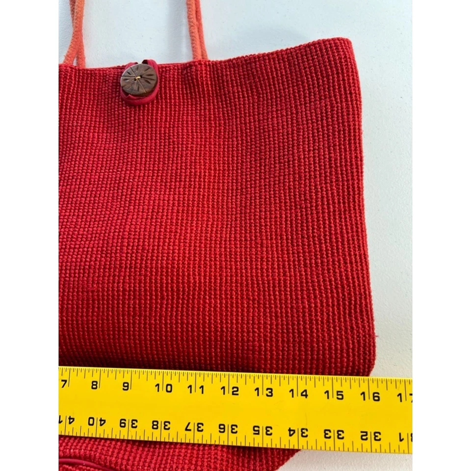 Bolso de hombro World Market para mujer rojo yute algodón cubo picnic cartera grande Foto 4 de 4