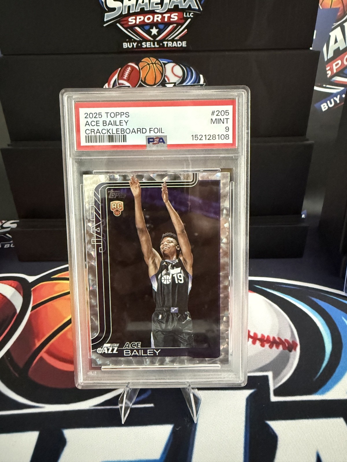 2025-26 Topps - Ace Bailey #205 Crackleboard Foil (RC) PSA 9