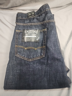 American Eagle Jeans Mens 36x36 Relaxed Straight 100% Cotton Vtg Dark Wash
