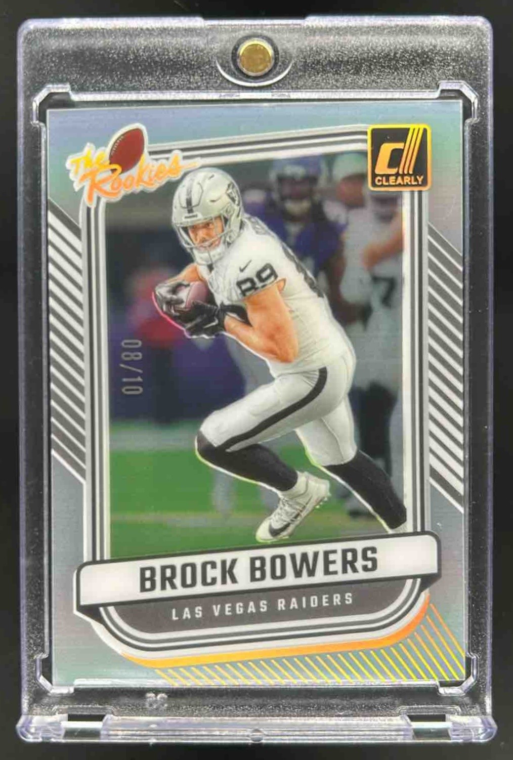 2024 Panini Clearly Donruss Brock Bowers The Rookies Gold RC #8/10 Raiders