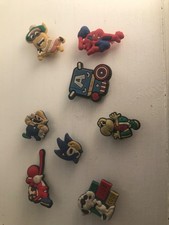 Croc Shoes Charms Marvel, Snoopy, Sonic  set of 8 Used