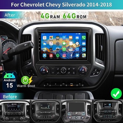4+64G Android 15 For Chevrolet Silverado GMC Sierra 2014-2018 Stereo Radio GPS